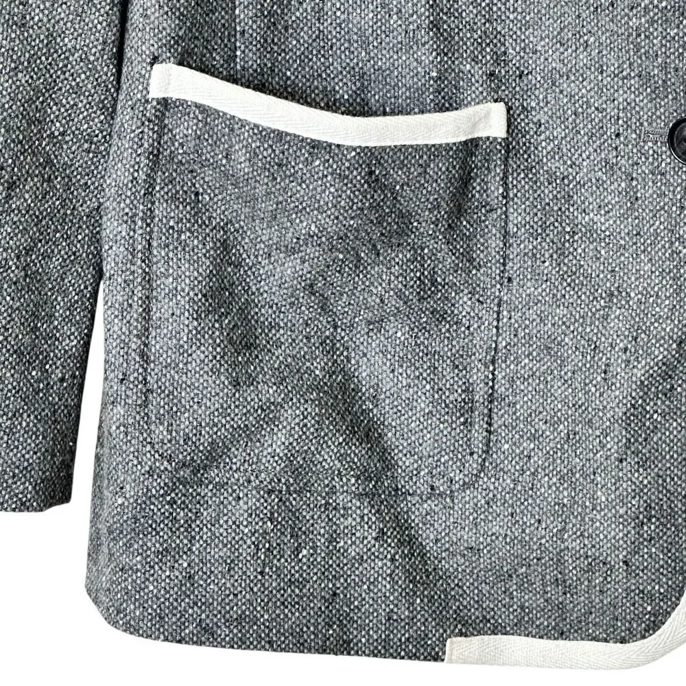 Banana Republic Gray piped Tweed Wool Blend blazer Jacket Size 6